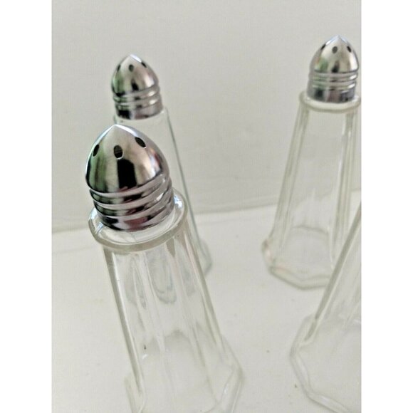Vintage Diner Style Glass Salt and Pepper Shakers Stainless Steel Lids (2 sets) - Picture 2 of 11